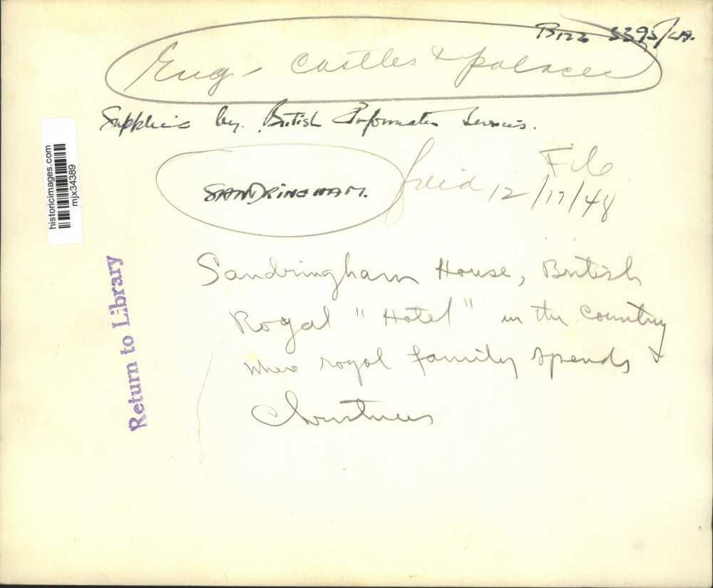 1948 Press Photo Sandringham House where Royal Family spends Christmas, England