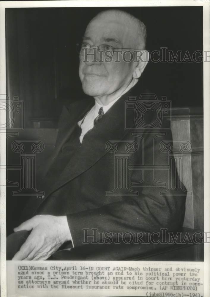 1941 Press Photo T.J. Pendergast in court, Kansas City - mjx35146- Historic Images