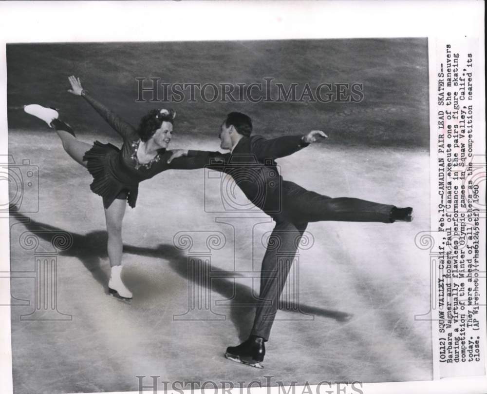 1960 Press Photo Figure Skaters Barbara Wagner &amp; Robert Paul, Winter Olympics CA- Historic Images