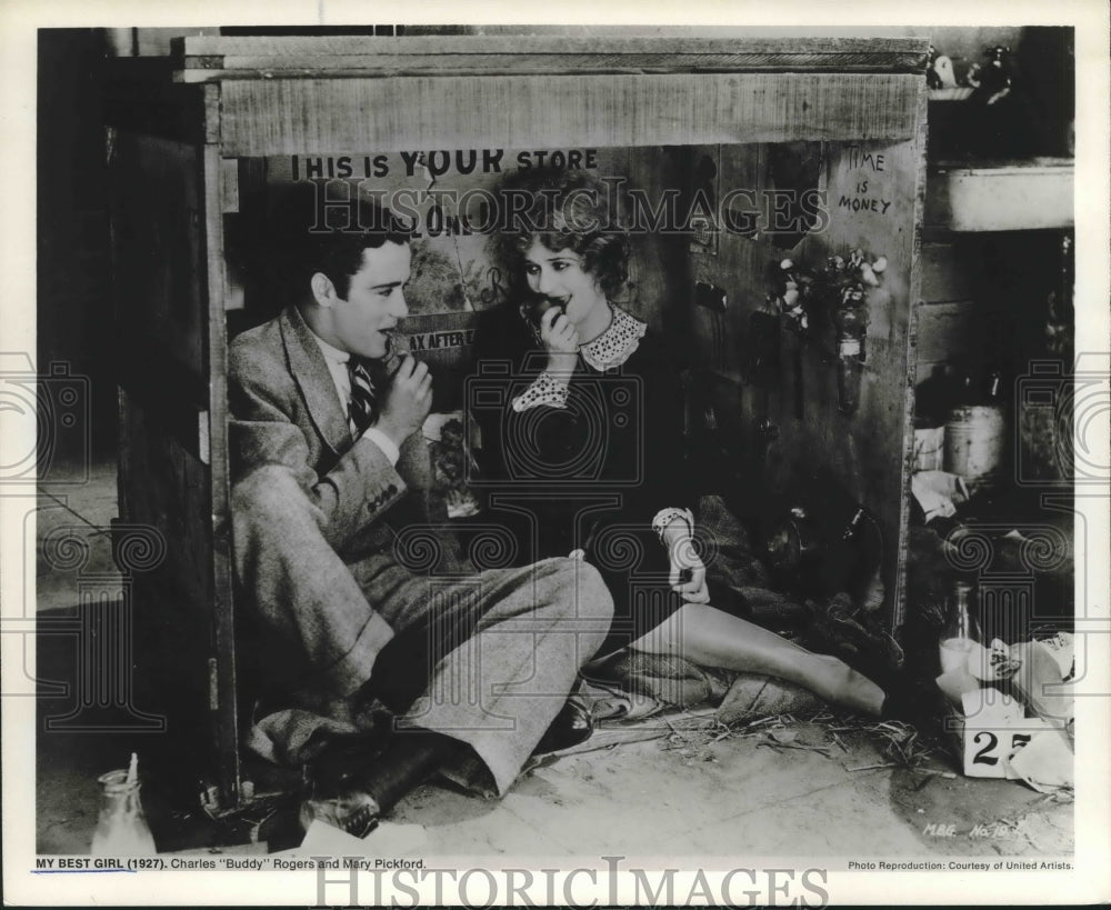 1927 Press Photo Charles &quot;Buddy&quot; Rogers and Mary Pickford in &quot;My Best Girl&quot;