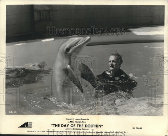 1973 Press Photo Alpha the dolphin, in "The Day of the Dolphin" movie