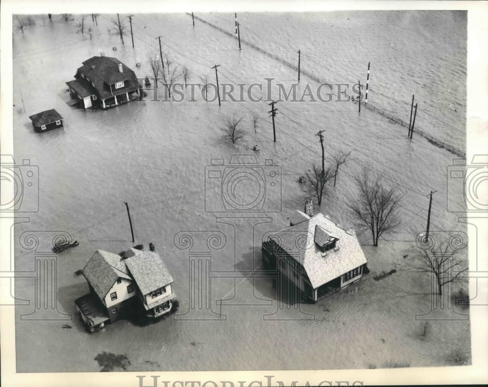 1936 Press Photo Aerial View of Homes in Wilkes-Barre Flood Zone, Pennsylvania- Historic Images