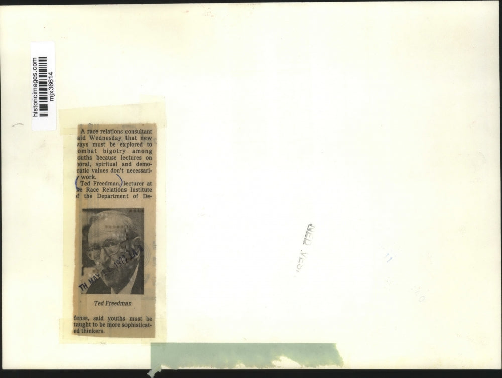 1977 Press Photo Ted Freedman, Lecturer at The Race Relations Institute