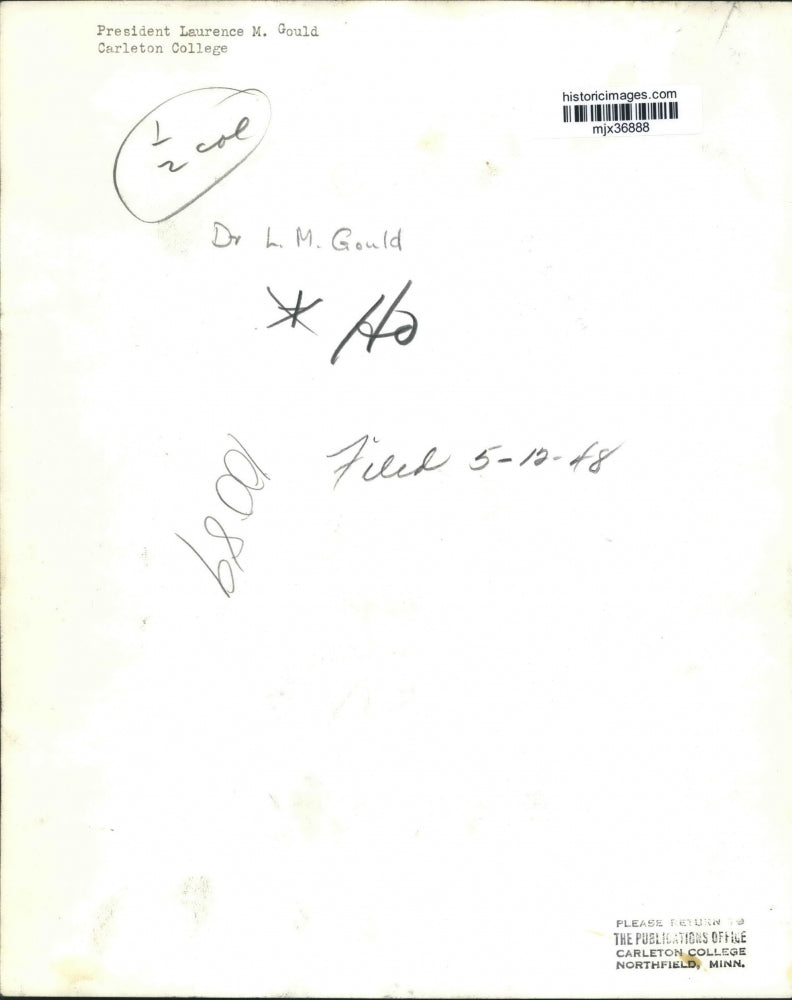 1948 Press Photo Dr. Laurence M. Gould, President, Carleton College - mjx36888