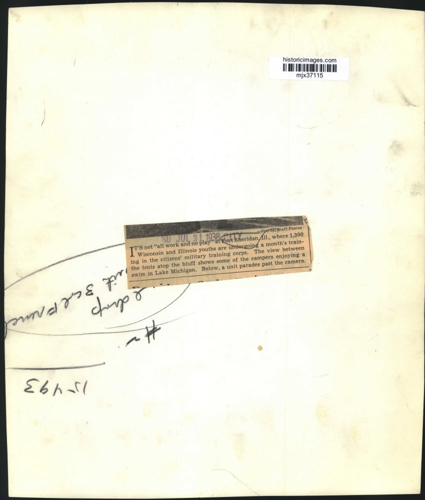 1938 Press Photo Citizens' Military Unit Parades By at Fort Sheridan, Illinois