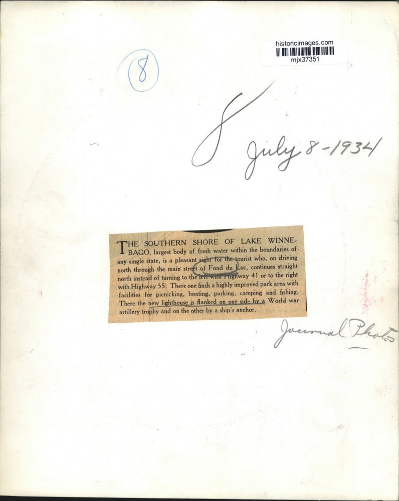 1934 Press Photo Southern shore of Lake Winnebago, Wisconsin - mjx37351