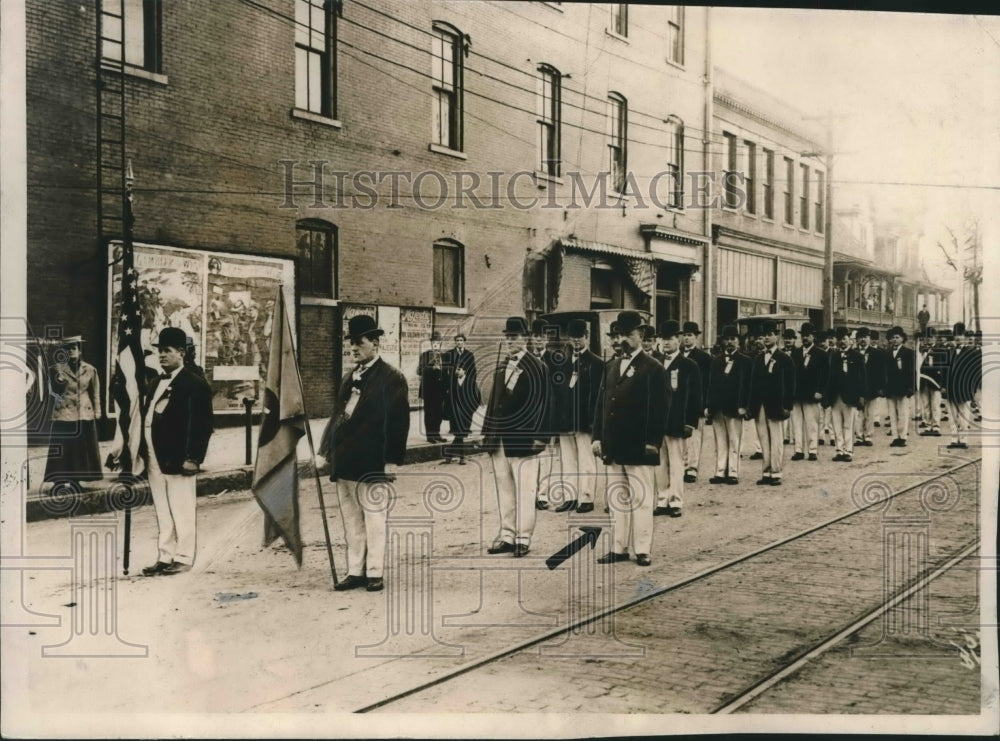 1909 Press Photo Rose Marching Club Lined Up on Street, Milwaukee, Wisconsin- Historic Images