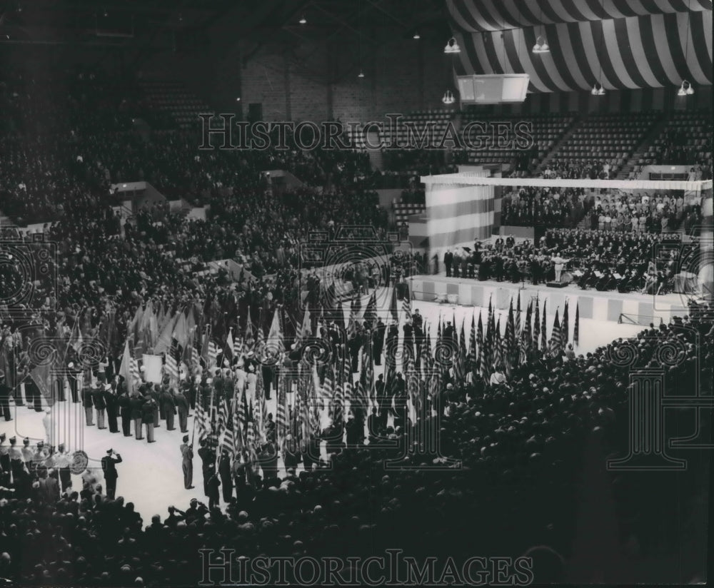 1950 Press Photo "Posting of the colors" at Milwaukee Auditorium in Wisconsin- Historic Images