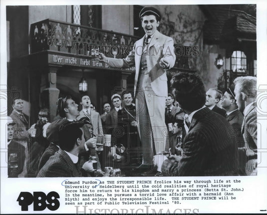 1980 Press Photo Actor Edmund Purdom in "The Student Prince" - mjx38045- Historic Images