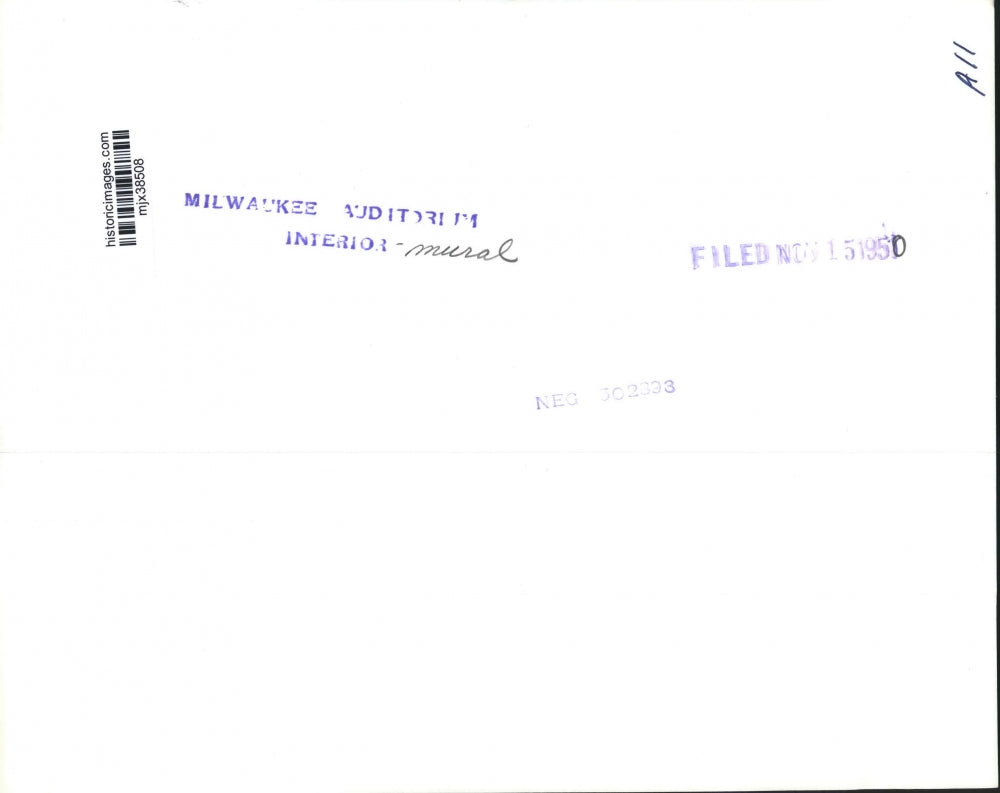 1950 Press Photo Mural in Stairwell of Milwaukee Auditorium - mjx38508