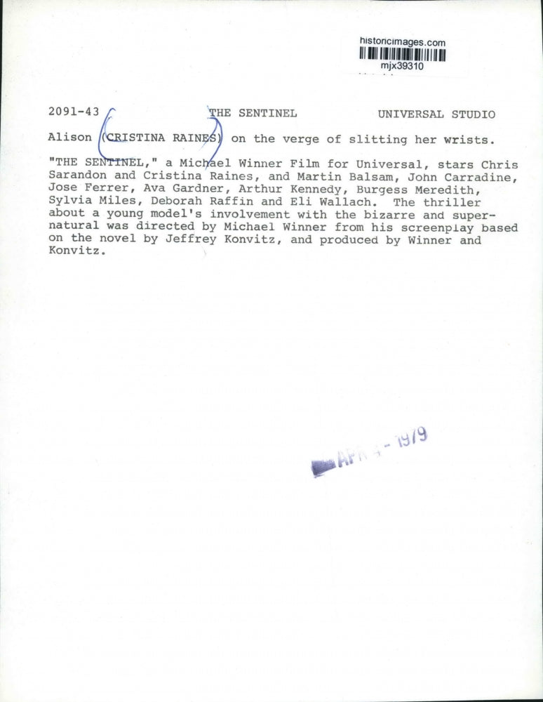 1979 Press Photo Actress Cristina Raines in "The Sentinel" - mjx39310