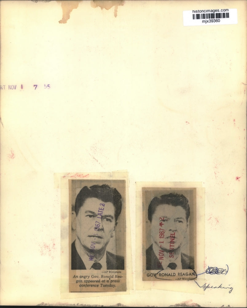 1967 Press Photo Governor Ronald Reagan at Press Conference - mjx39360