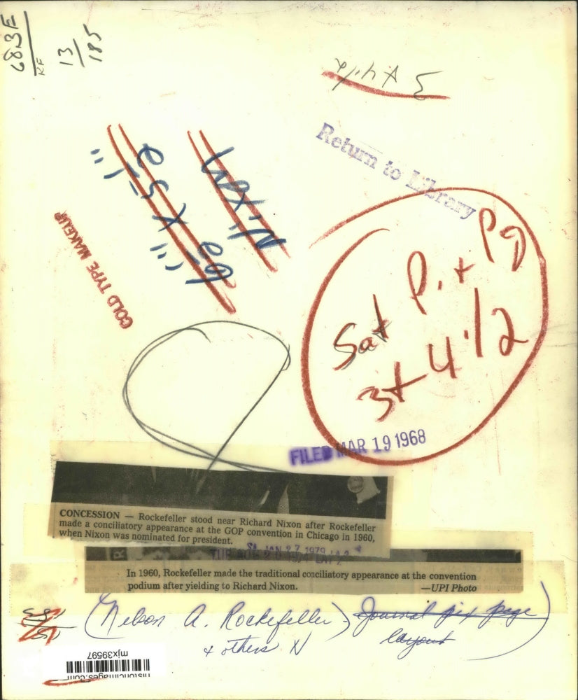 1968 Press Photo Richard Nixon, Nelson Rockefeller at GOP Convention