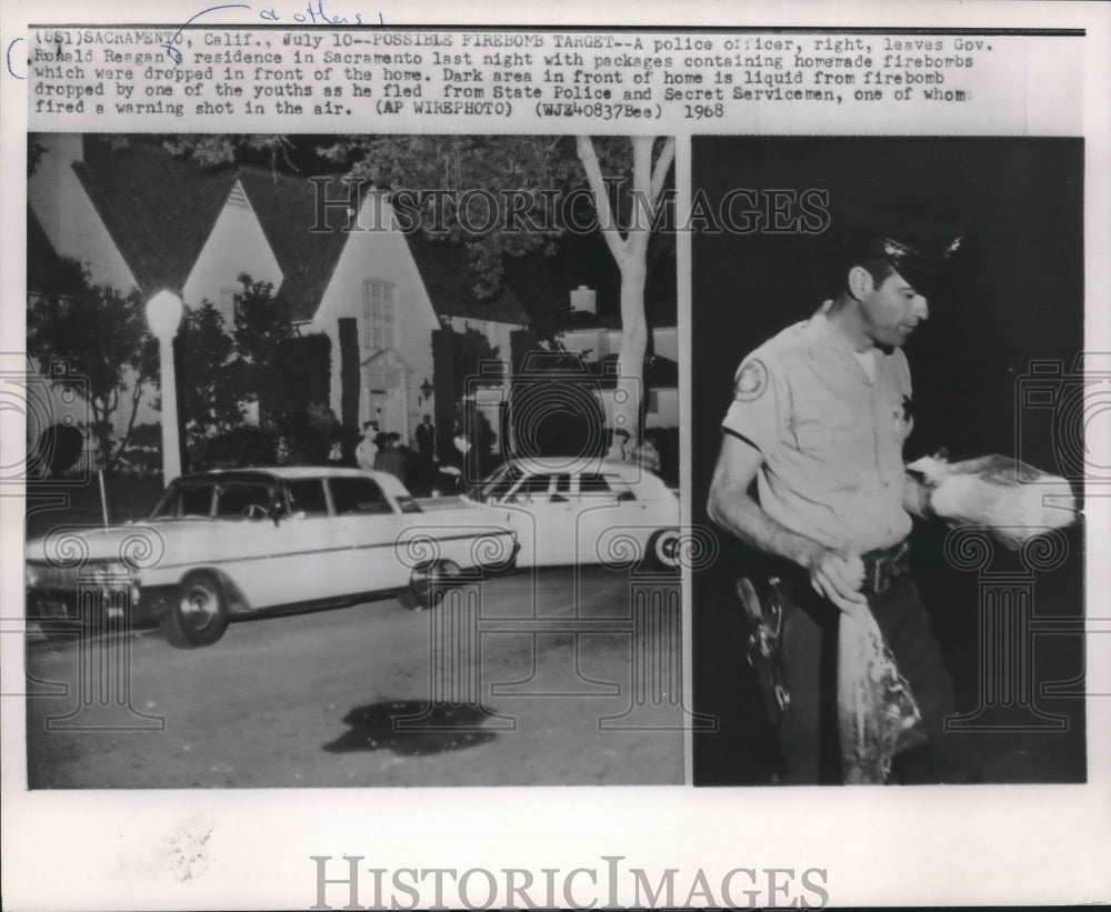 1968 Press Photo Police at Governor Ronald Reagan's home in Sacramento