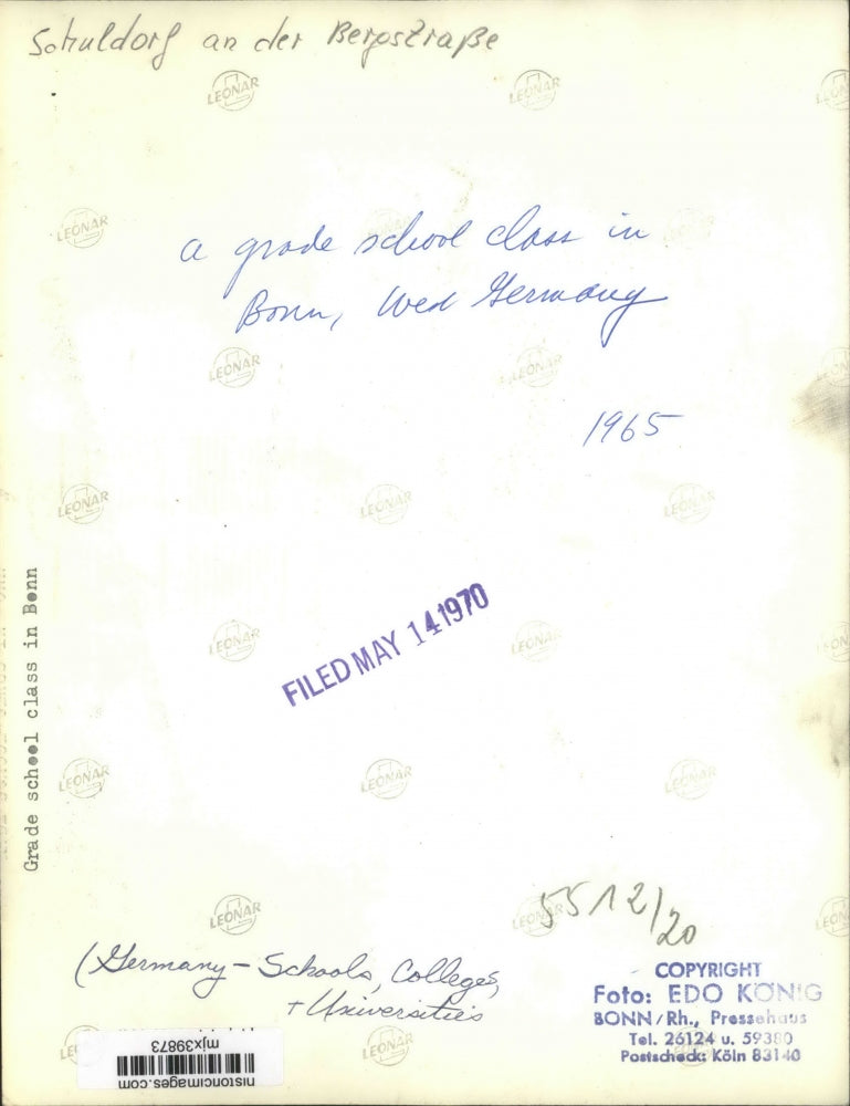 1970 Press Photo Grade School Class in Bonn, West Germany in 1965