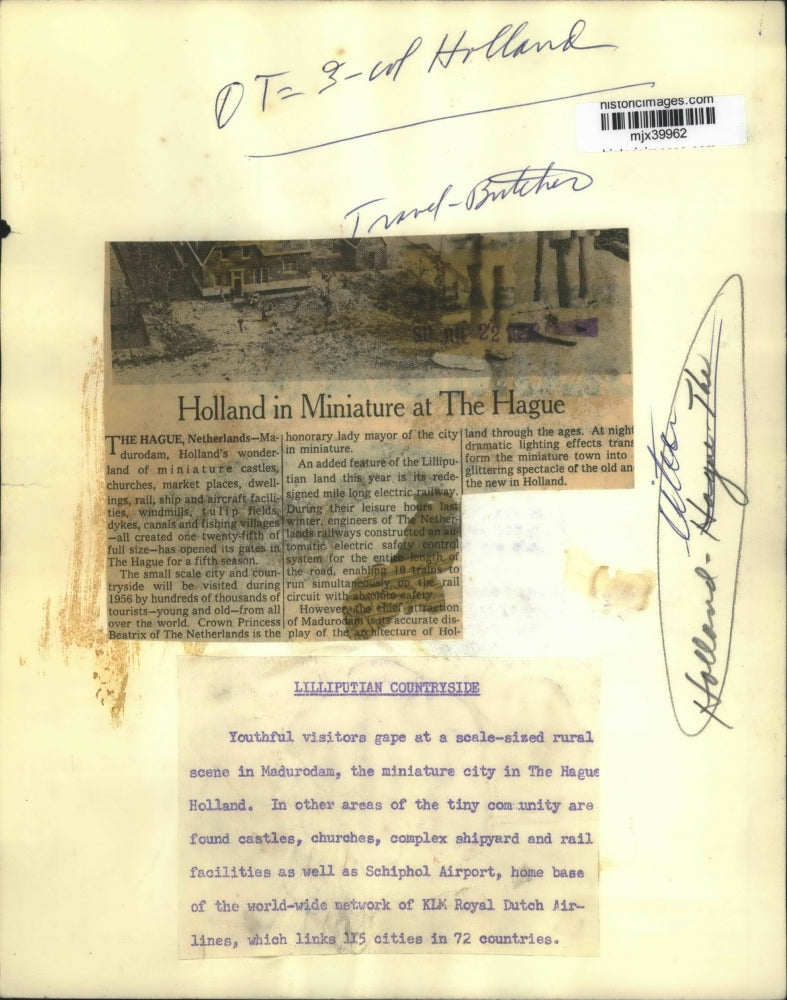 1958 Press Photo Visitors to Mini-World of Madurodam in The Hague, Netherlands