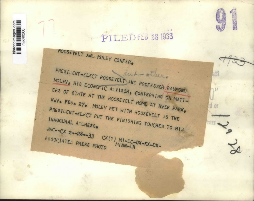 1933 Press Photo President-elect Franklin D. Roosevelt and Raymond Moley