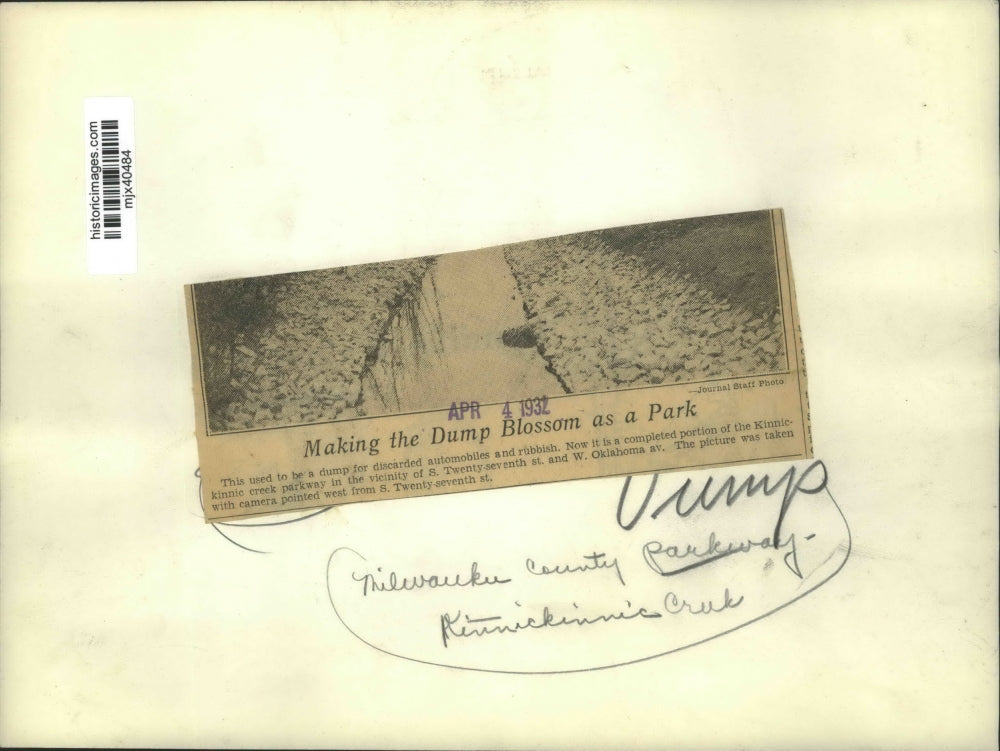 1932 Press Photo Kinnickinnic creek parkway in Milwaukee, Wisconsin. - mjx40484