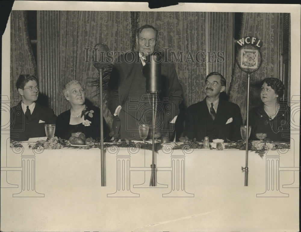 1931 Press Photo Governor Phil LaFollette, Mayor Daniel Horn and others