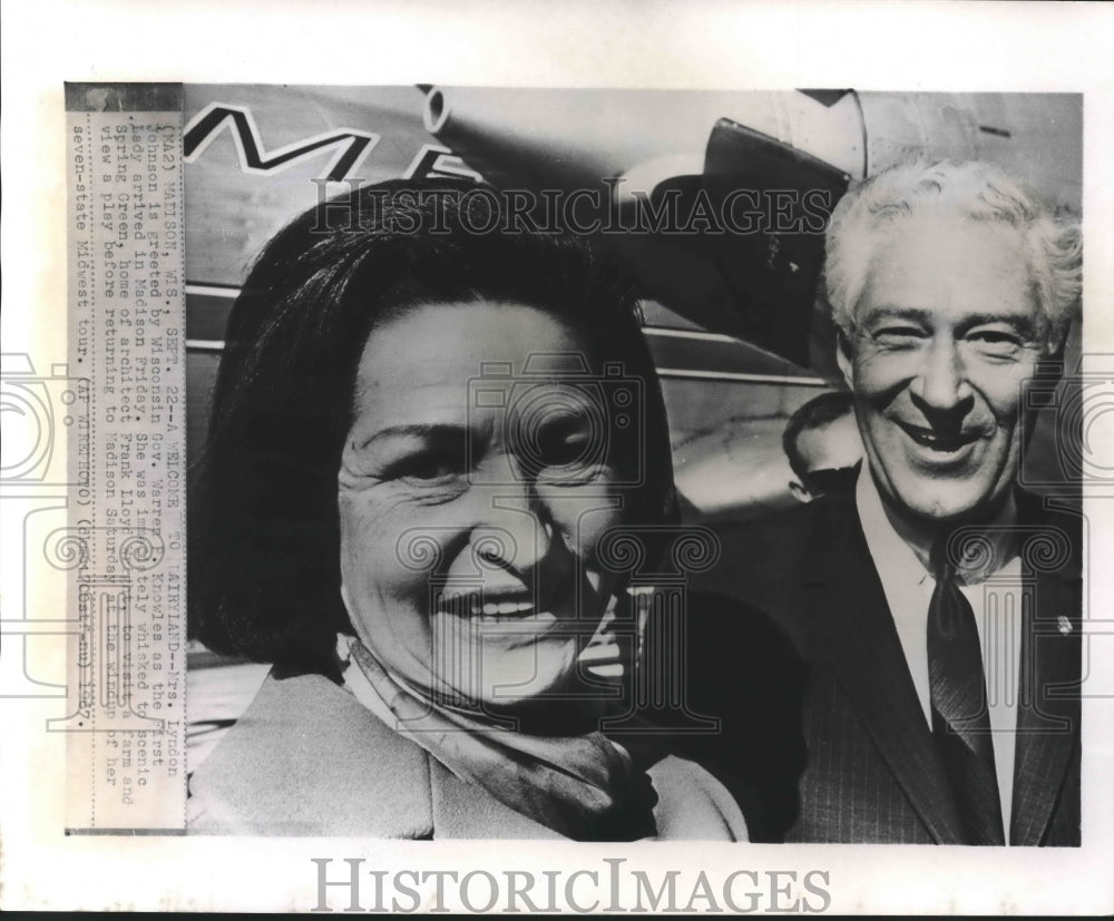 1967 Press Photo Mrs. Lyndon B. Johnson and Wisconsin Governor Warren P. Knowles