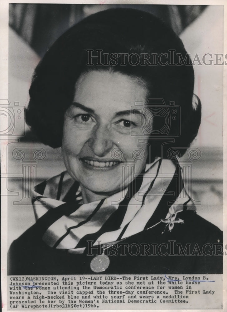 1966 Press Photo Photograph of Lady Bird, The First Lady, Mrs. Lyndon B. Johnson- Historic Images