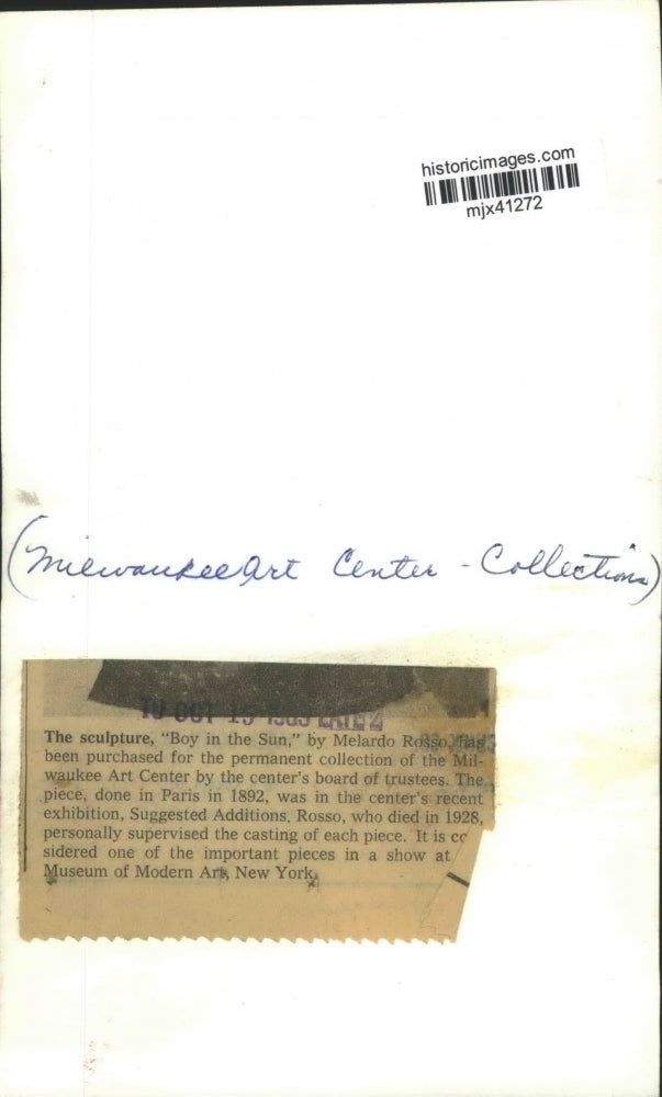 1963 Press Photo "Boy In The Sun", by Melardo Rosso, Milwaukee Art Center