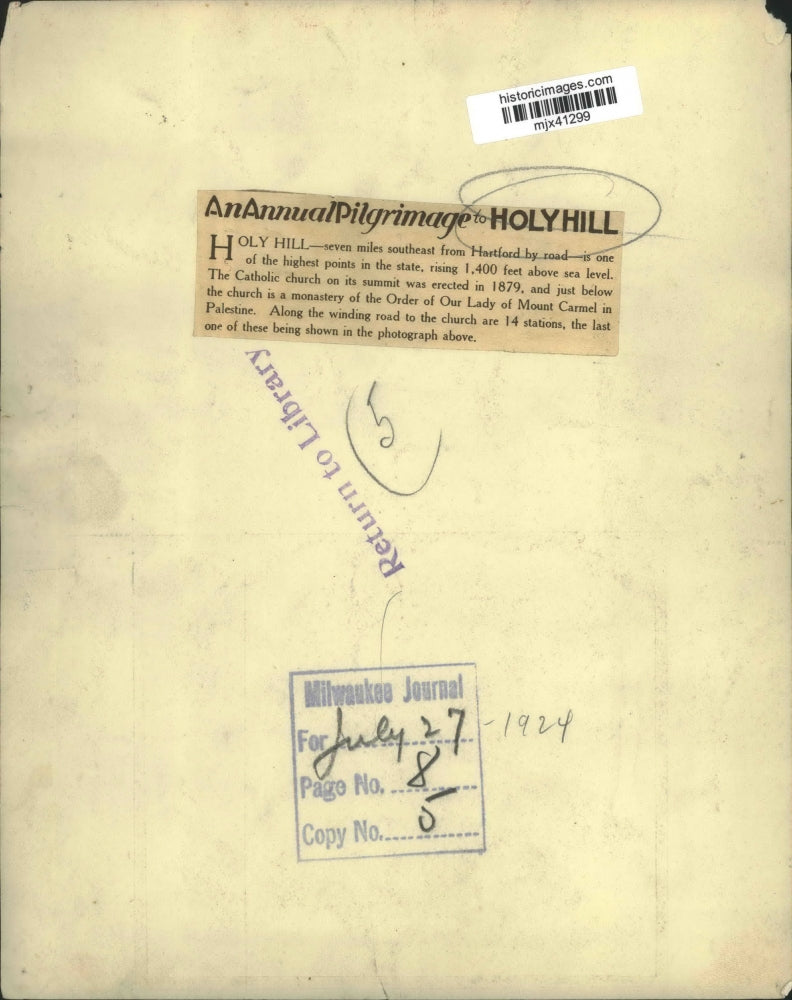 1924 Press Photo One of 14 stations at Our Lady of Mount Carmel in Palestine.