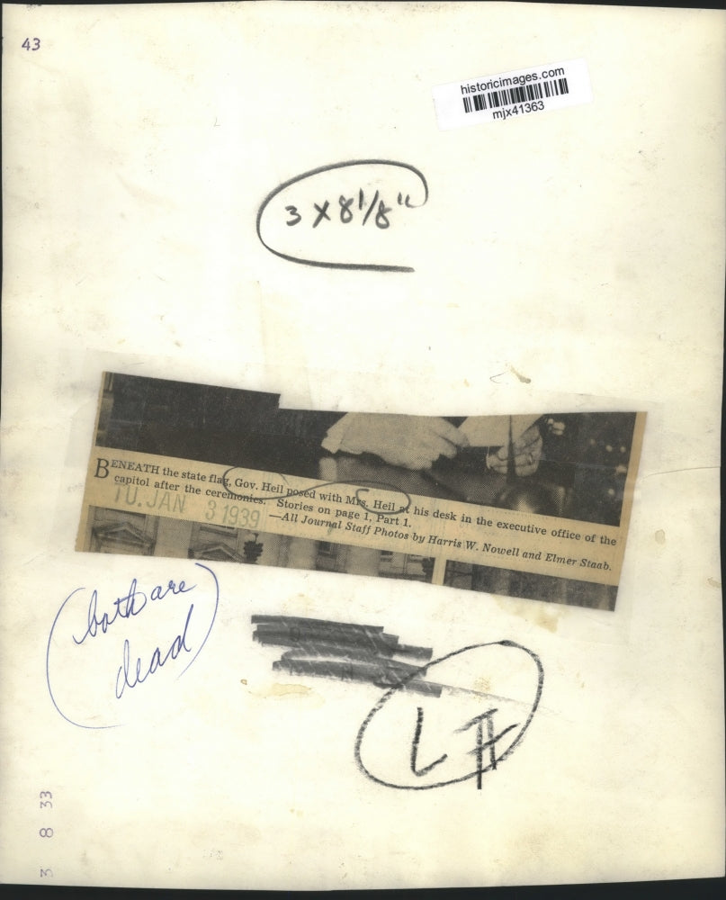 1939 Press Photo Governor Heil and Mrs. Heil in the capitol's executive office