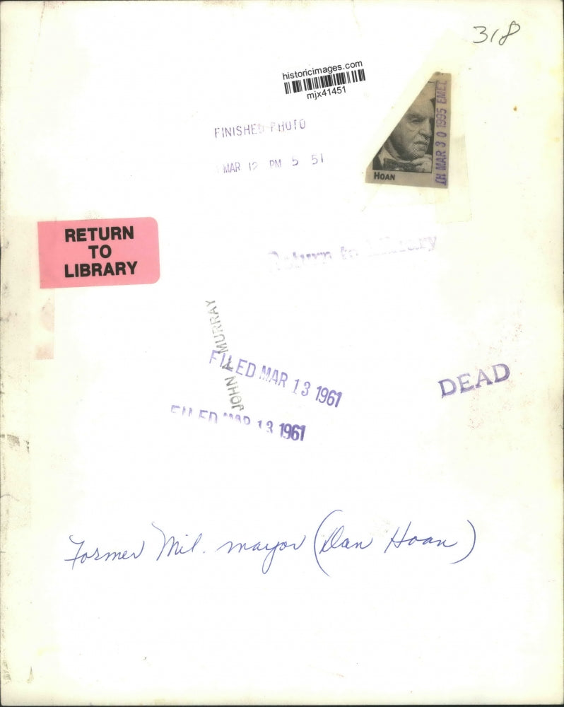 1961 Press Photo Former Milwaukee Mayor Dan Hoan. - mjx41451