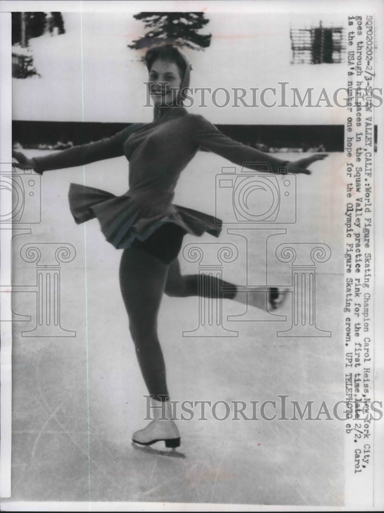 1960 Press Photo United States figure skating queen Carol Heiss of New York.- Historic Images