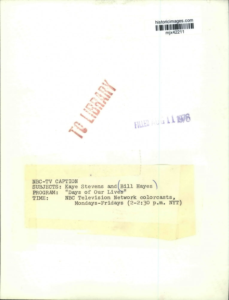 1976 Press Photo Kaye Stevens and Bill Hayes in "Days of Our Lives". - mjx42211