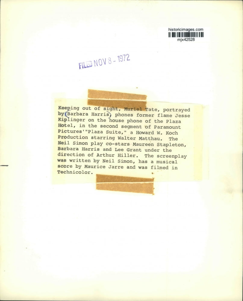 1970 Press Photo Barbara Harris portrays Muriel Tate in film, "Plaza Suite"