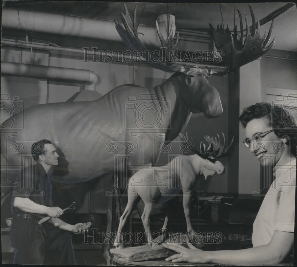 1948 Press Photo The Milwaukee Journal public museum taxidermist and others- Historic Images