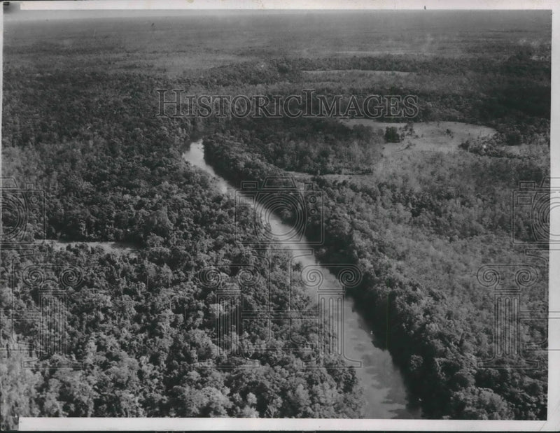 Load image into Gallery viewer, 1937 Press Photo Aerial view of river in the interior of Papua New Guinea.

