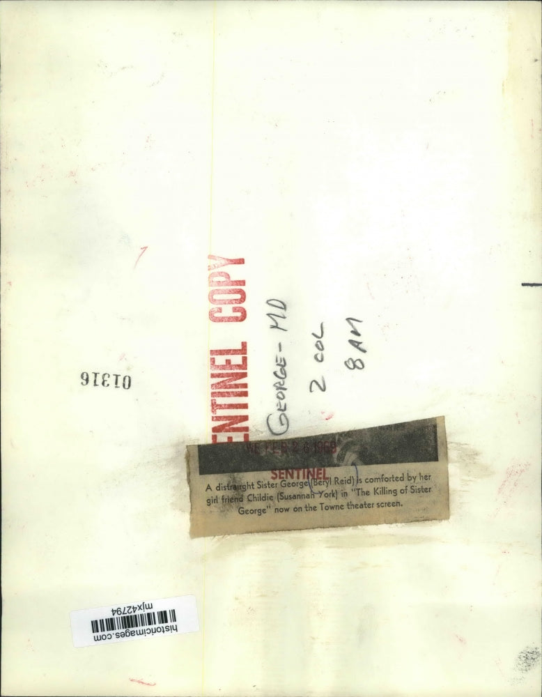 1969 Press Photo Beryl Reid, Susannah York, in "The Killing of Sister George"