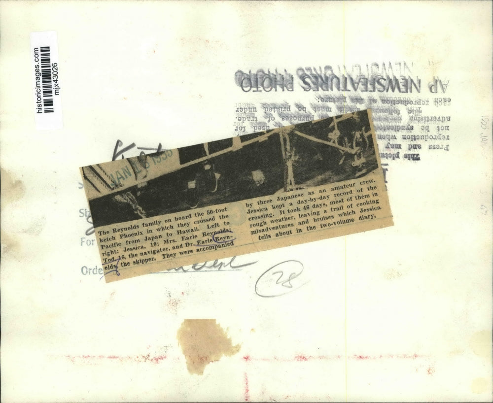 1955 Press Photo Reynolds family on the Phoenix which they crossed the Pacific.