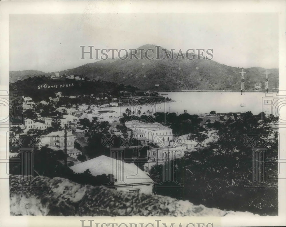 1934 Press Photo View of eastern part of the town of St. Thomas, Virgin Islands