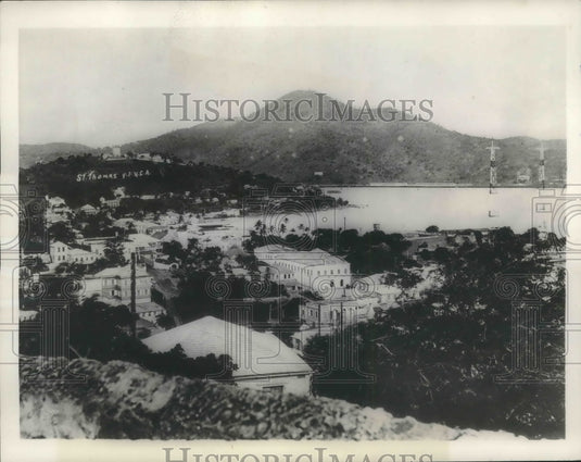 1934 Press Photo View of eastern part of the town of St. Thomas, Virgin Islands