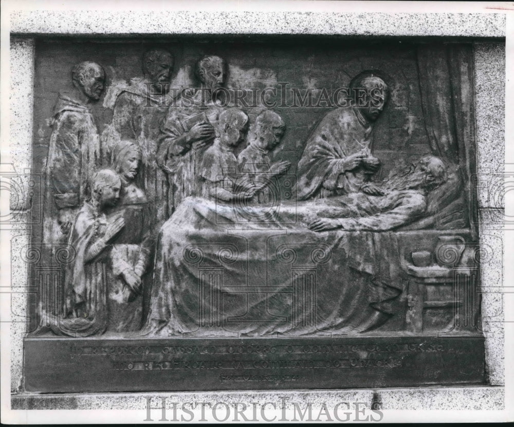 Press Photo Carving of the death of Saint Patrick in the year 461. - mjx43606