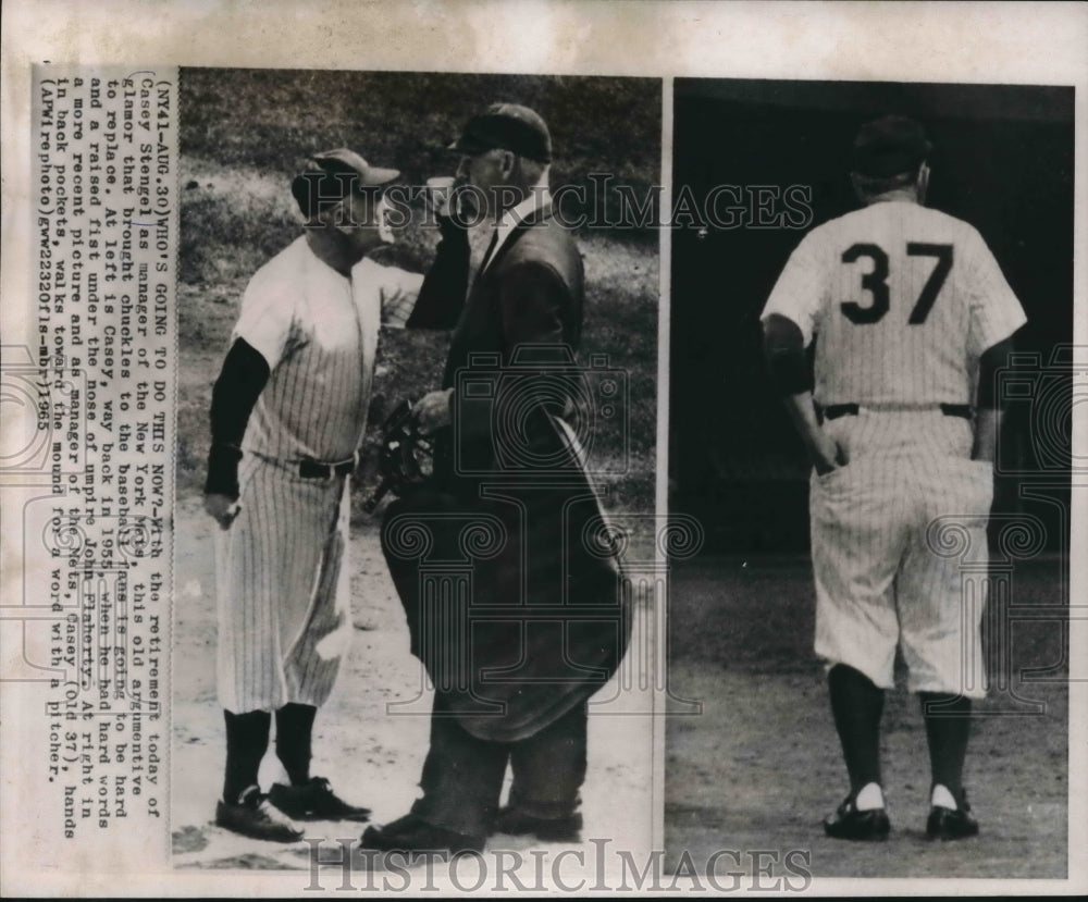 1965 Press Photo Casey Stengel the manager of the New York Mets to retire.