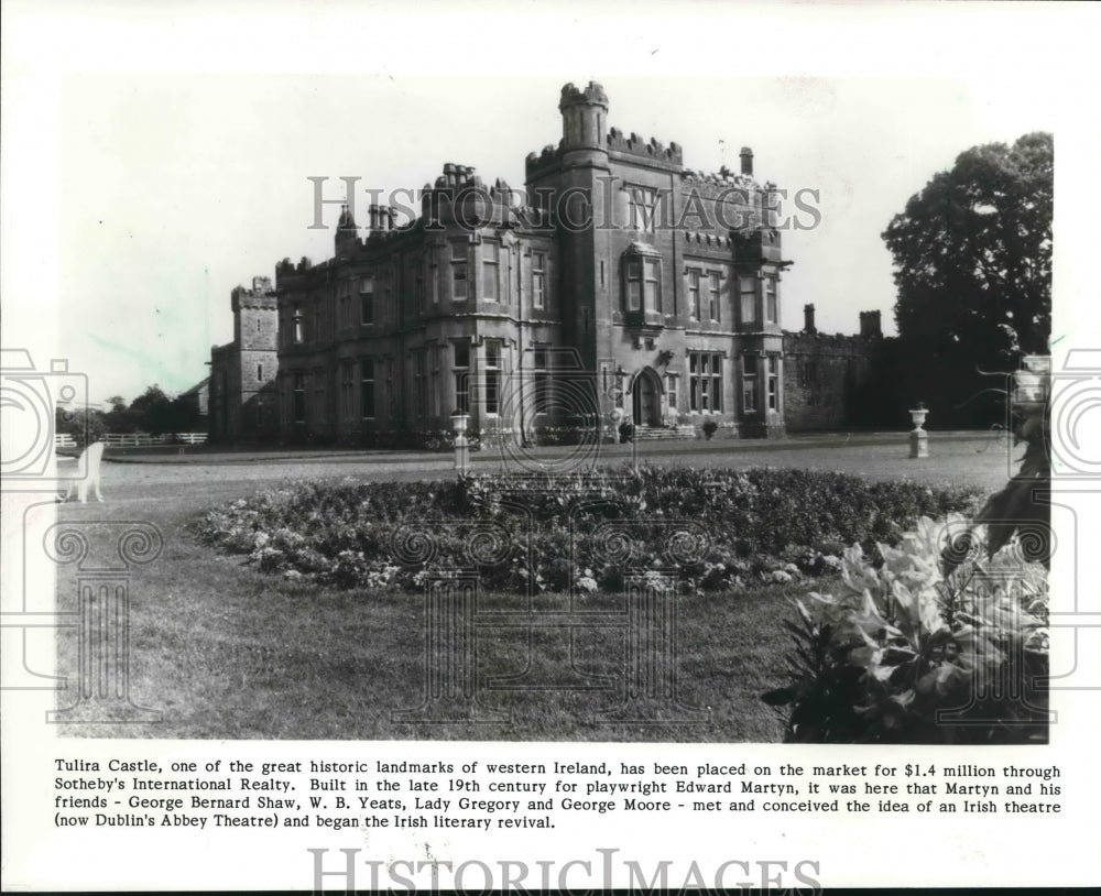1986 Press Photo The Irish landmark, Tulira Castle, is up for sale - mjx43954- Historic Images
