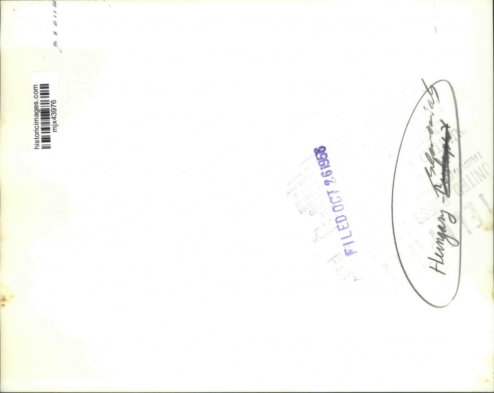 1956 Press Photo Protesters gather in front of Stalin Monument in Budapest