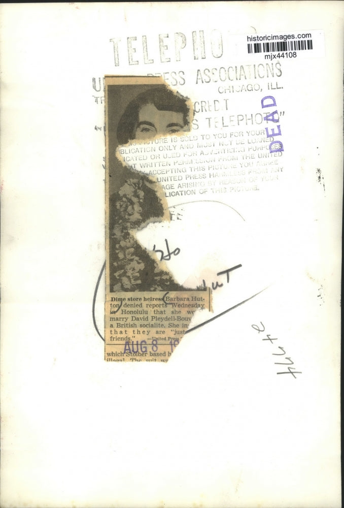 Load image into Gallery viewer, Press Photo Barbara Hutton a dime store heiress. - mjx44108
