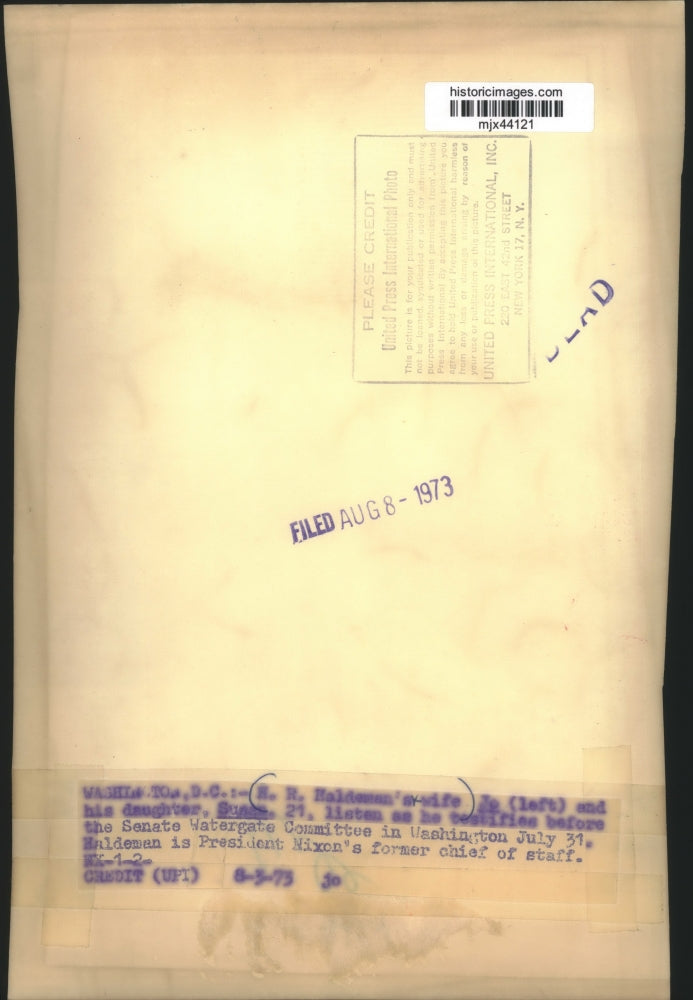 1973 Press Photo H.R. Haldeman's ex-wife and daughter at Watergate Committee.