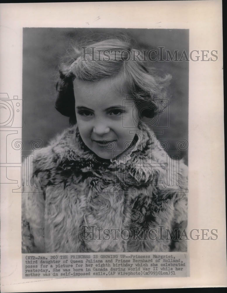 1951 Press Photo Princess Margriet of Holland celebrated her eighth birthday.- Historic Images