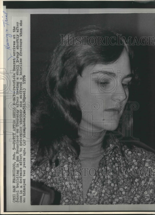 1976 Press Photo Patricia Hearst after early morning x-ray in her defense.- Historic Images