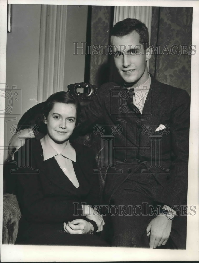 1936 Press Photo Kermit Roosevelt with FiancÃƒÆ’Ã‚Â©e, Miss Mary Lowe Gaddis- Historic Images