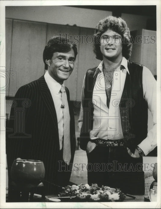 1980 Press Photo Vidal Sassoon and David Hasselhoff on "Your New Day"- Historic Images