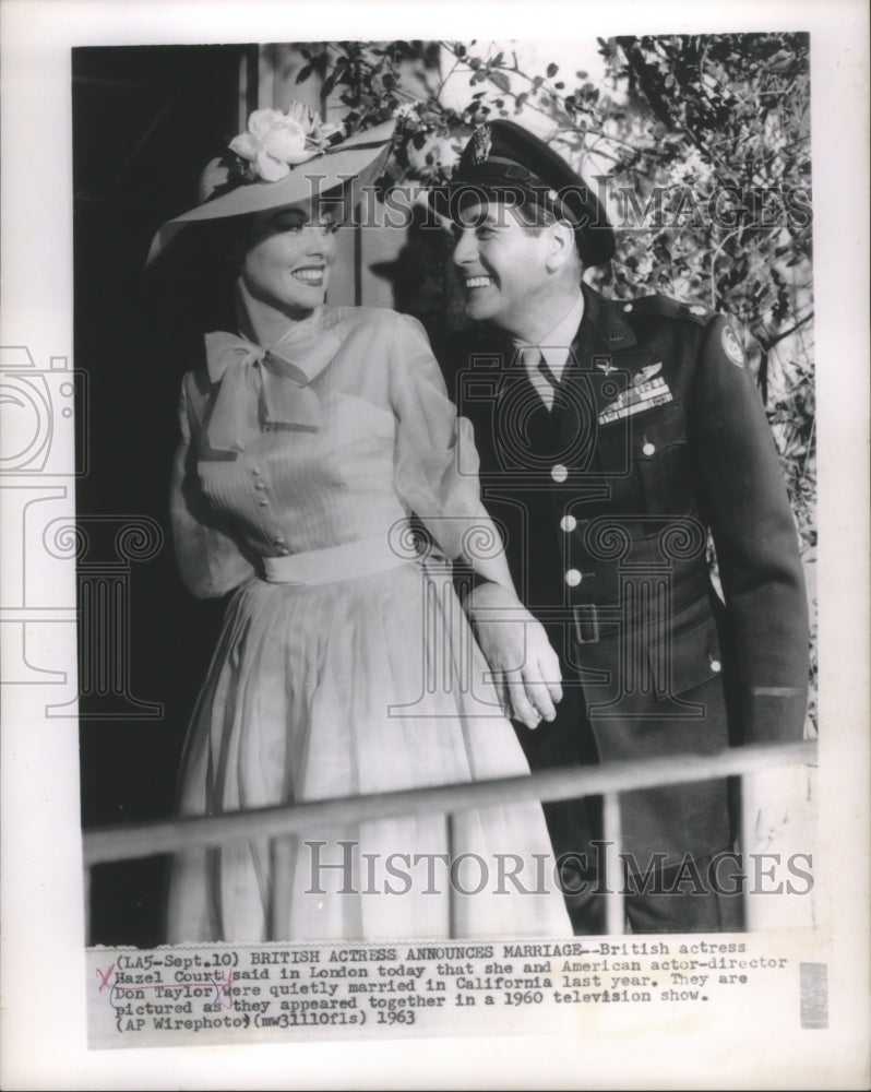 1963 Press Photo British Actress Hazel Court and American Actor Don Taylor Marry- Historic Images