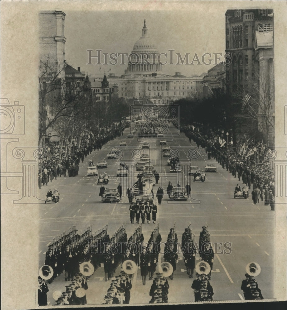 1985 Press Photo Pennsylvania Avenue as President Johnson Inaugural Parade.
